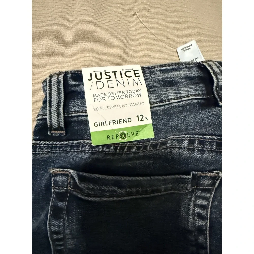 Justice NWT Girlfriend Soft Stretchy Blue Jeans Girls Sz 12 Slim